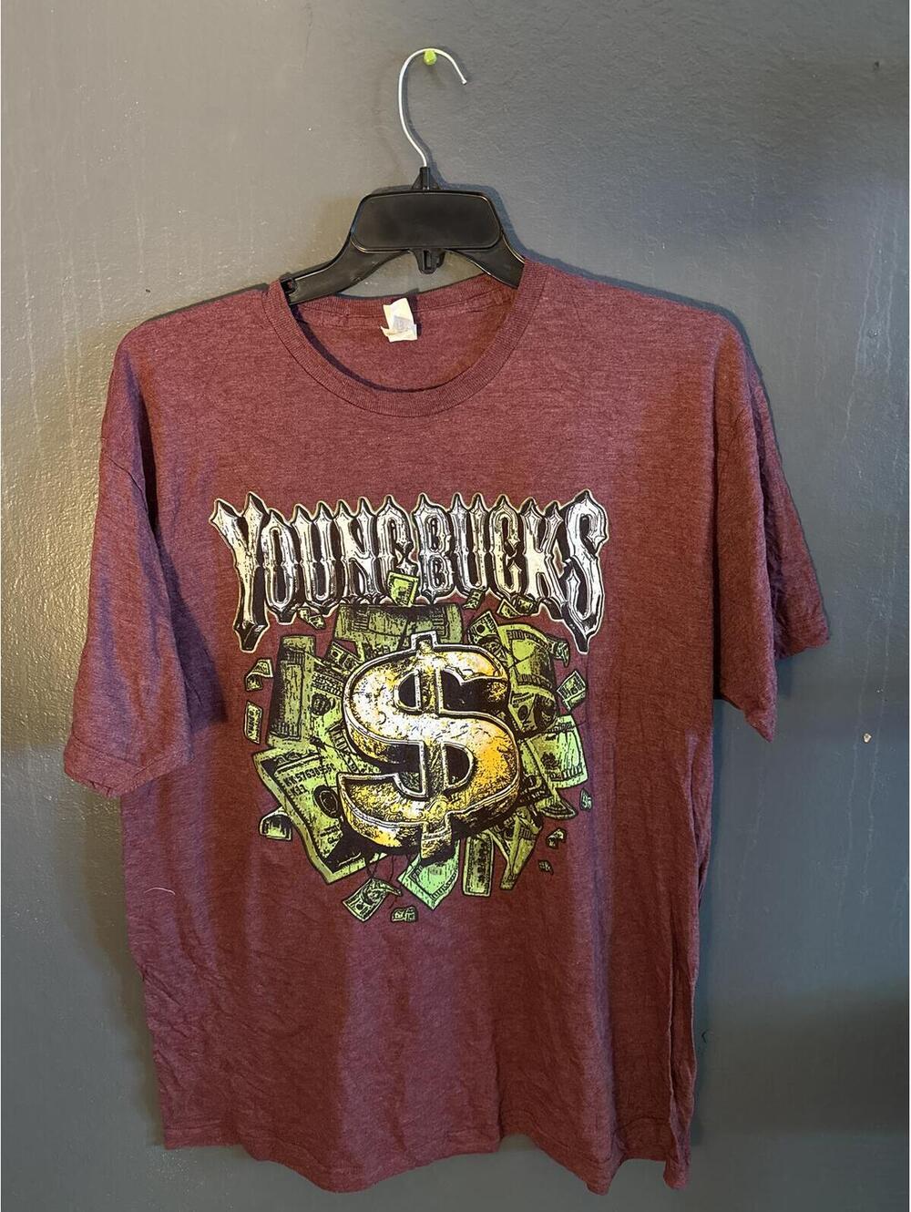 Tultex Young Bucks Graphic T-Shirt Burgundy XXL Cotton Casual Streetwear
